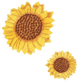 TEHAUX 10 Stück Sonnenblumen Aufnäher Gestickte Patches Klein Groß Zum Aufbügeln Und Nähen Dekorative Applikationsflicken Für Kleidung Rucksack Selbstgemacht