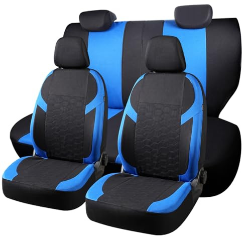 Chifeng Autositzbezüge Für Hyundai Bayon Getz Ioniq IONIQ 5 Kona Santa FE Tucson i20 i30 i40 ix20 ix35 – Komplettset Polyester Autositzschoner (Blau)
