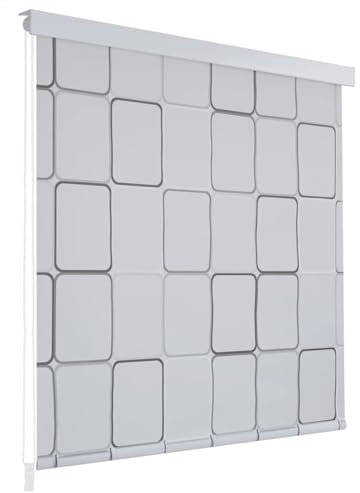 Iiaky Duschrollo 140x240 cm Quadratmuster Duschrollo FüR Badewanne Duschvorhang Rollo