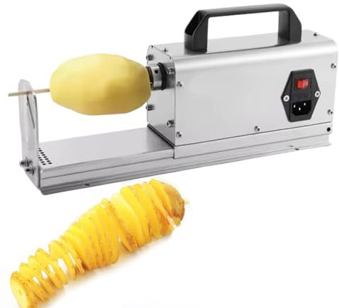 Affettatrice Per Patate Elettrica Commerciale, 180 Giri/Min Spiral Tornado Potato Slicer Potato Twister Silce Cutter, Tagliapatate A Nastro In Acciaio Inox, Spiralizzatore Per Patate,110V