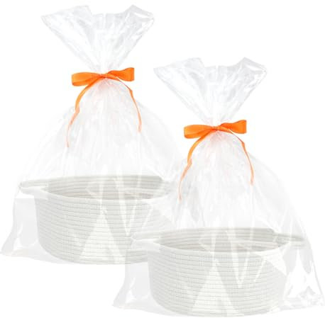 Cesta de regalo vacía, cesta trenzada para regalos con bolsas de regalo y cintas, cesta de regalo vacía para baby shower, cumpleaños, boda, Pascua, Acción de Gracias, Navidad (blanco)