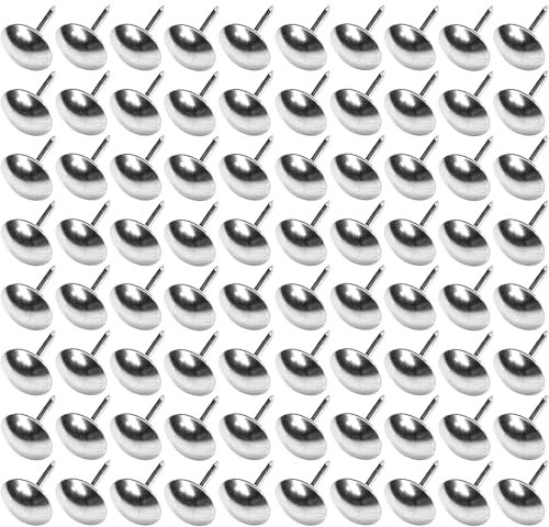 cyclingcolors 100x Chiodi a testa larga tondi chiodini puntine per tappezzeria 9mm cromo argento decorativo divano poltrona letto sedia rinnovamento, finitura nichel