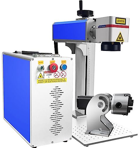 Faserlaser Graviermaschine, Fiber Laser 100W Raycus Laser Graviermaschine Metall Lasergravur mit Laser Rotary 1064nm 220V Präzision 0.01mm für Metall Kupfer Aluminium Stahl Silber Gold etc.
