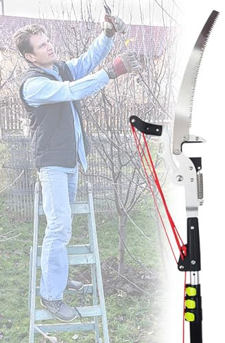 IEOWY Sierras de podar para árboles de 10,5 pies para podar árboles, podadoras manuales de Ramas para árboles, Herramientas de jardinería, Altura Extensible con Hoja de Sierra de Varilla