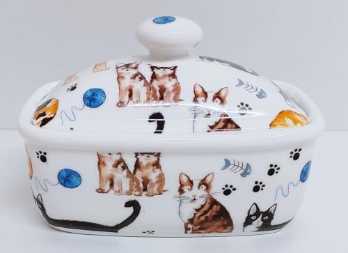 Beurrier en porcelaine fine décoré à la main au Royaume-Uni