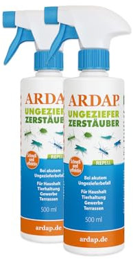 ARDAP Repell Ungeziefer Zerstäuber 2 x 500ml - Anti Insektenspray - Ungezieferspray & Fliegenspray bei Ungezieferbefall - Insekten Spray - Schädlingsfrei - Pumpspray - Wirkt schnell (PT19)
