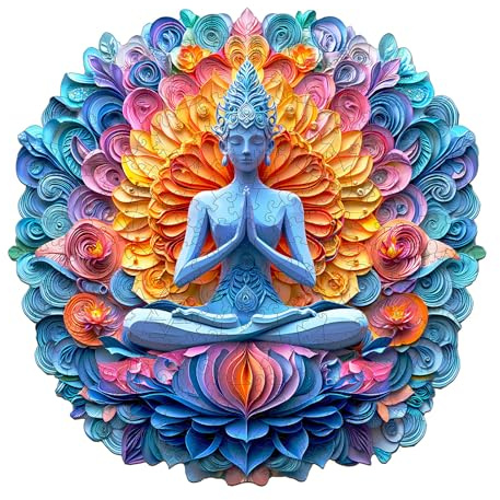 Holzpuzzle Erwachsene und Kinder, Yoga and Mandala Kreisförmige Einzigartige Puzzle, Holz Puzzle Erwachsene Mit Geschenkbox Aus Holz (L-275 Stück)