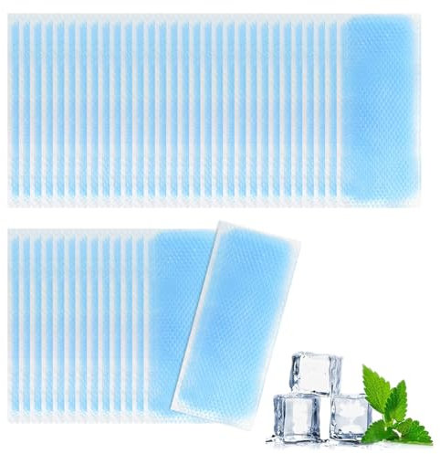 50 Piezas Bolsa Gel Frio, Parches de Refrigeración de Fiebre, Gel Parches Antigolpes de Calor Frío, Tiritas de Enfriamiento de Fiebre, Refresca en Verano, Alivia la Fatiga, Reductor de Fiebre