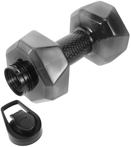 Gatuida Dumbbell Shape Water Bottle 1500ml Large Capacity Sports Water Kettle Portable for Outdoor Running and Indoor Gym Use Black