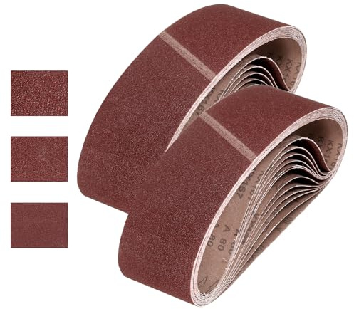 sourcing map Nastri abrasivi in ossido di alluminio, 100 mm x 915 mm, 30 pezzi, grana 80/120/180, per lavorazione del legno, lucidatura dei metalli, affilacoltelli