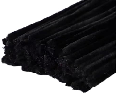 Pfeifenreiniger zum Basteln 100 Stück, Schwarz, 30 cm x 6 mm | Chenilledraht Pfeifenputzer Lang Pipe Cleaner Basteln für DIY Handwerksprojekte