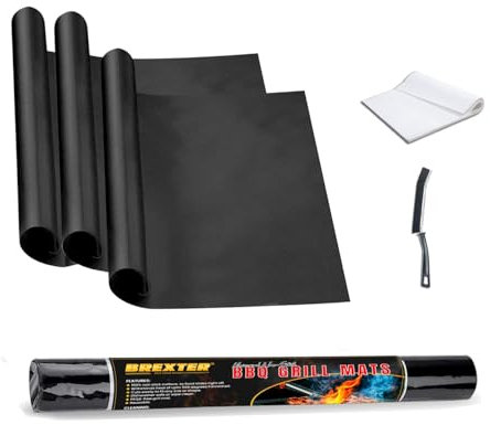 Brexter Pack of 4 Large Heavy Duty Oven Liner, 50cm x 60cm 0.3mm Extra Thick Teflon Oven Liners for Fan Assisted Ovens, Non Stick BBQ Grill Mat Suitable for Ovens, Grills, & Stove (50 * 60)