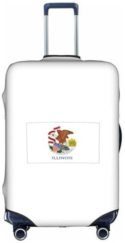 Jkkghll Illinois - Copertura elastica per valigie da viaggio, con cerniera nascosta, antigraffio, bianco, L