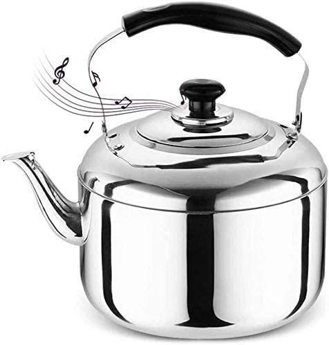 VGVSBG Bollitore a fischio Bollitore a Gas da Cucina 4L / 5L Bollitore per tè a fischio Piano Cottura Teiera a fischio in Acciaio Inossidabile con