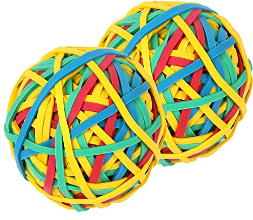 AOUOU Lot de 2 boules de bandes élastiques de 80 mm de largeur et 3 mm d'épaisseur, environ 300 pièces en 4 couleurs, pour bureau, école, maison - Bandes élastiques robustes pour fournitures de bureau