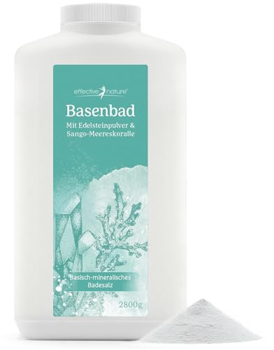 Effective Nature Basenbad - basisches Badesalz mit Sango-Meereskoralle | ergiebiger Badezusatz fürs Vollbad, Sitzbad & Fussbad mit Edelsteinpulver - Wellness & Regeneration nach dem Sport - 2800 g