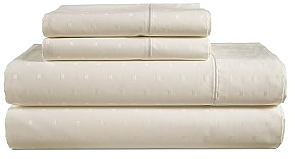 100% Egyptian Cotton King Size Sheets Set – Silky Sateen Weave for Warm Winter Comfort, Ultra Soft & Durable Christmas Sheets King Size, Snug Fit 15 Deep Pocket, Luxury Hotel Comfort at Home - Ivory