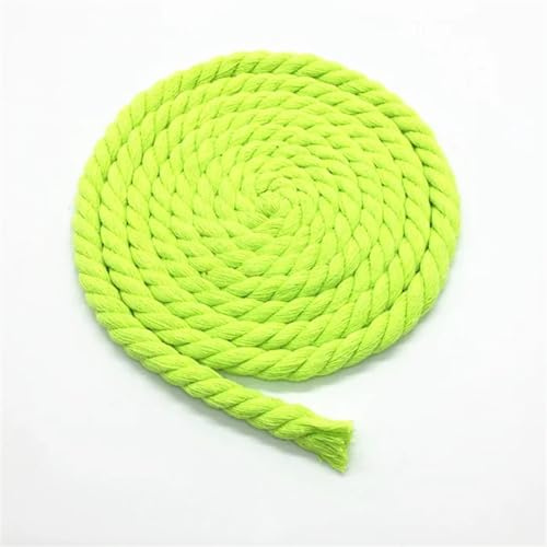 RUHTEUO 5 Meter 8 mm 3 Anteile gedrehte Bunte Baumwollschnüre/Seil for Tasche, Heimdekoration, DIY-Textilzubehör(Green)