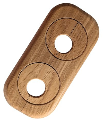 Gedotec Heizkörper Doppelrosette Eiche – Bohrung 19 mm – variabler Rohrabstand 41–66 mm – 122 x 58 mm – Holz lackiert – Rohrabdeckung, Heizungsrosette – Made in Austria (Eiche 19 mm)