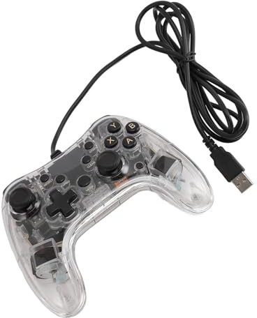 MENDUNER Controller di Gioco Cablato per, PC, IOS, Steam Deck - RGB Trasparente, Giroscopio, Vibrazione, Funzione di Sveglia, Gamepad USB