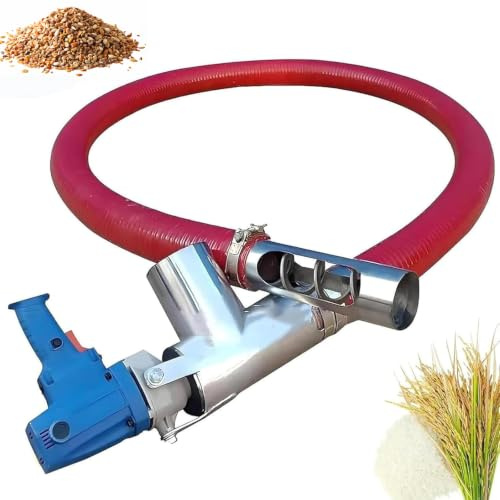 Transportador de Tornillo 2000W, Transportador de Tornillo Eléctrico 100-200kg/min con Manguera Flexible de 1,5m - Transportador Portátil para Grano, Pienso, Fertilizante, Arena y Cemento