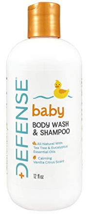 Defense Soap Baby Shampoo and Body Wash with Tea Tree Oil, Coconut Oil, Eucalyptus, Olive Oil & Aloe, 12 Fl Oz