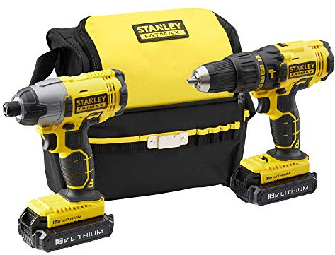 STANLEY FMCK465C2S-QW Perceuse à percussion 18 V et visseuse à chocs 18 V avec 2 batteries au lithium 1,3 Ah et sac de transport - Gamme FATMAX