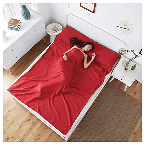 GUOCU Hüttenschlafsack aus Mikrofaser Reiseschlafsack Hüttenschlafsack für Sommer Schlafsack Innenschlafsack für Reisen Backpacking und Hostels Weinrot 180 * 210cm