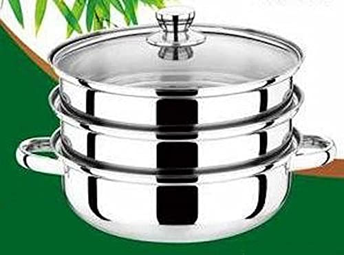 RHP – Cuiseur vapeur – En acier inoxydable – Avec couvercle en verre – 28 cm – Pour mantis, légumes, pommes de terre – Passe au lave-vaisselle