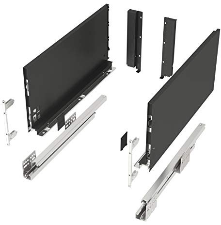 Schubkastensystem JUNKER-SLIM anthrazit Höhe: 199 mm Tiefe: 550 mm belastbar bis 40 Kg Soft-Close Schubkasten mit 13 mm schlanken Schubladenzargen