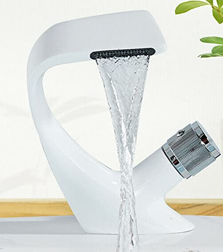 Wasserhahn Bad Waschtischarmatur, Warm Kaltwasserhahn, Einhand Waschtischbatterie, Elegant Stil Armatur Waschbecken Für Badezimmer, Hoch Qualität Keramikventil(Weiß）