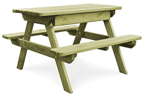 Garten Sitzgruppe Klein Picknick Sitzgruppe Picknicktisch mit Bänken Holz Tisch Bank stabil und robust, Gartentisch Sitzgruppe Holztisch Gartenmöbel, 90x90x58 cm Grün