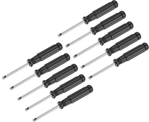 sourcing map Mini Fendue Tournevis, 4.0mm Plat Tête avec Noir Poignée pour Petit Appareils électroménagers, 10 Pcs