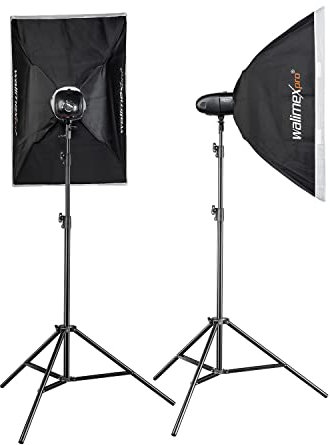 Walimex pro Newcomer 300 II Set Double - 300 Ws Blitzleistung, auslösen per Funk 2,4GHz, LED-Einstelllicht, Blitzdauer 1/800-1/1200s, Bowens/walimex pro-Anschluss, ideal für kleine Studios