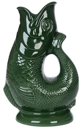 Iconique Vert Forêt Carafe Poisson Grand | 28 cm 1,4 L Glug Jug | Design emblématique Vase Poisson | Disponible Dans Une Large Gamme De Couleurs Et En Deux Formats 1,4 L et 750 ml