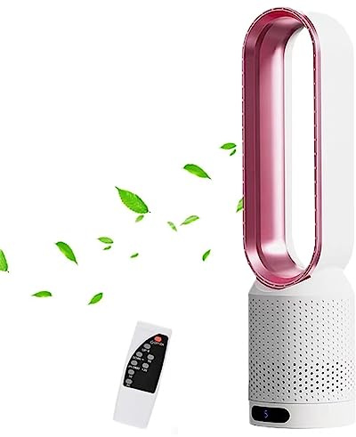 2 in 1 air Purifier bladeless Tower Fan,leafless Tower Fan for Home Office use,90° oscillating Floor Standing Fan with Remote,8 speeds,120min Timer,LED Touch Screen,22inch Desk Fan