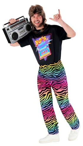 Morph 80s Fancy Dress Costume for Men, Retro Stag Do Outfit, 80s and 90s Fancy Dress Party Attire, Medium