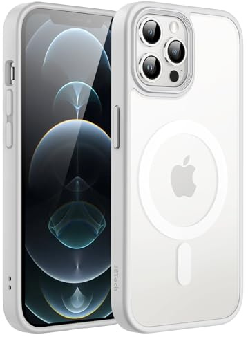 JETech Matte Magnetische Hülle für iPhone 12 Pro Max, Grau | Kompatibel mit MagSafe, Matte Transluzent Rückseite, Dünn Stoßschutz