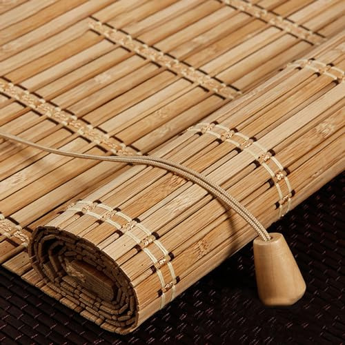 Rullgardin i naturlig bambu, ockult rullgardin i bambu, romerska rullgardiner, 75 % solskydd, integritet, ventilerande, miljövänlig, anpassningsbar, 80 x 200 cm