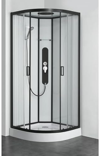 Bagno Italia Cabina de ducha hidromasaje 90x90 cm montaje rápido línea rápida semicircular perfiles negros