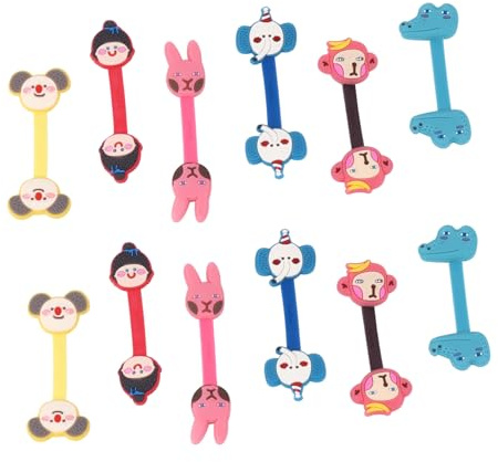 Veemoon 12pcs Cartoon Animal Hub Cable Ties Wire Holder Magnetic Headphone Cable Earphone Cord Organizer for Desk Table