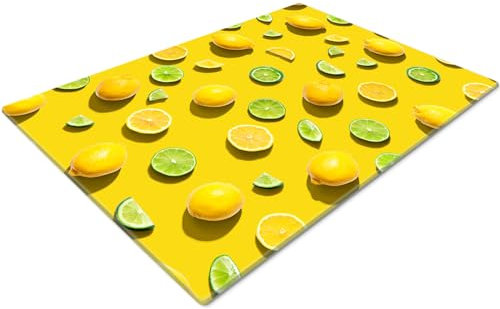 Chopping Board | Glass Chopping Boards for Kitchens | Glass Worktop Savers for Kitchen | Cutting Boards for Kitchen | Chopping Board Non Slip | Small Chopping Board | Yellow Lemon & Lime