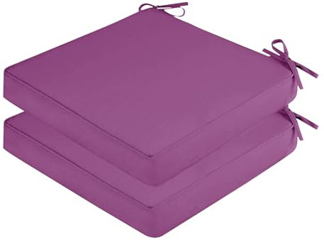 SK Studio 2er Set Stuhlkissen Outdoor wasserdicht Polsterauflage Stuhlauflage Kissen Sitzkissen Bezug abnehmbar mit Eckbändern Lila, 45x45x5cm