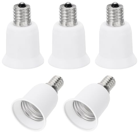 PATIKIL E17 a E26/E27 Adaptador de Bombilla, 5pcs Casquillo de Lámpara Luz Enchufe Adaptador Conversor para Bombillas Bases para Lámparas para Halógena CFL Luz Bombilla, Blanco