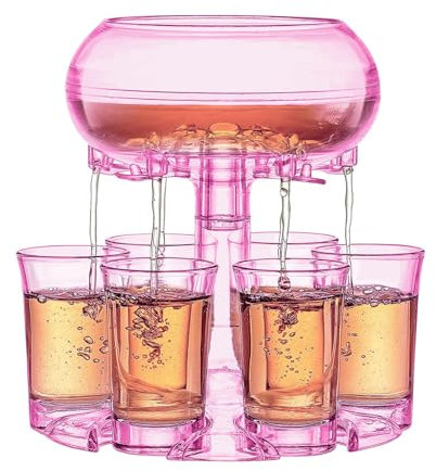 Shot Glass Dispenser and Holder | Imitation Glass Acrylic Dispenser,Shot Dispenser with 6 Drinking Glasses for Tea, Juice, Coffee, Beer