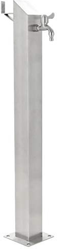 Bulliing Fontanella a Colonna in Acciaio Inossidabile Quadrata 95 cm,Fontana da Giardino con Rubinetto e Base