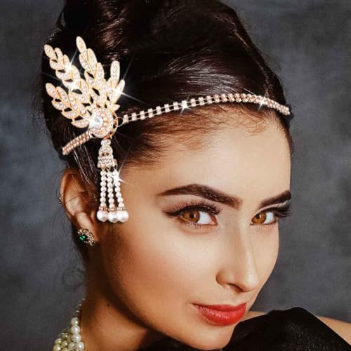 Fashband Stirnband im Stil der 1920er Jahre, Flapper-Stirnbänder, goldfarben, Vintage-Strass, Kostüm-Haar-Accessoires für Frauen