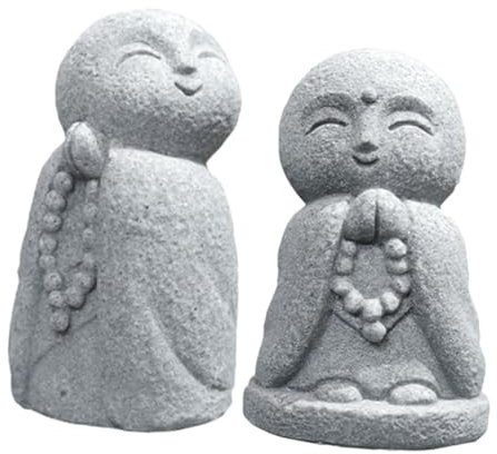 Milisten 2stücke Japanische Kleine Buddha Dekofigur Für Aquarium Und Garten Traditionelle Meditative Mönchskulptur Detailreiche Teich Wasserpflanzendekoration Kreative Feng Shui Gestaltung