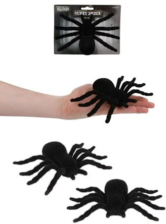 HENBRANDT 1 x Furry Black Spider 17cm Scary Hairy Spider Trick or Treat Party Favours Loot Bag Fillers Indoor Props Novelty Gag Gift Scary Pranks Halloween Decorations