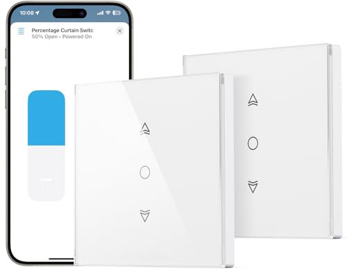 Maxcio Interruttore per tapparelle WiFi Connected, Interruttore per tende Compatibile con HomeKit, Alexa e Google Home, Controllo percentuale, Controllo remoto e Controllo vocale (2 Packs)